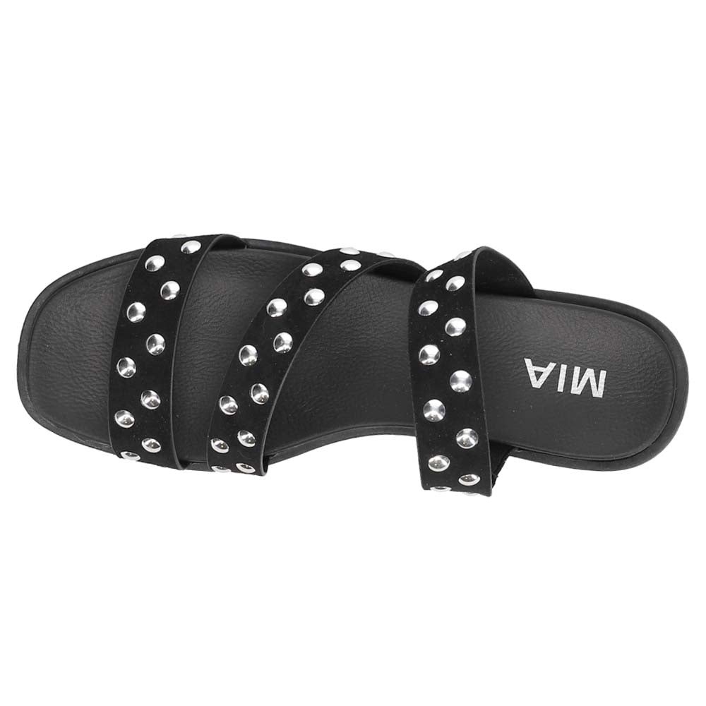 MIA | Keona Studded Flat Slide Sandals in black size 10